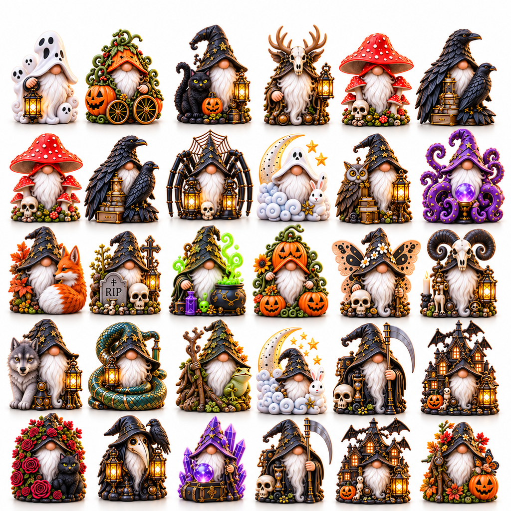 Halloween Gnomes 2026 – 24-Day Haunted Gnome Countdown Calendar with 24 Unique Collectible Miniatures, Spooky Halloween Gift for Gnome Lovers