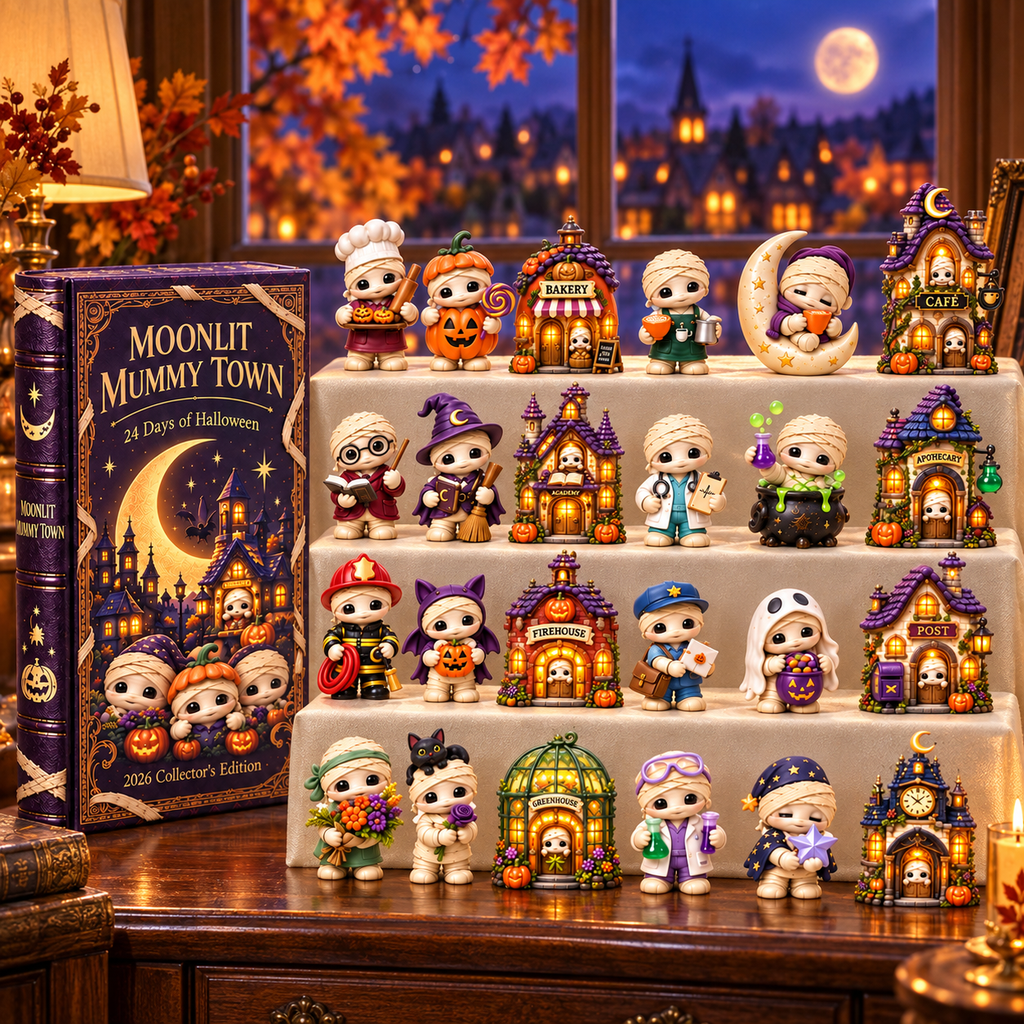 2026 Moonlit Mummy Town Halloween Advent Calendar – 24 Adorable Mummy & Village Collectibles in a Deluxe Gift Box