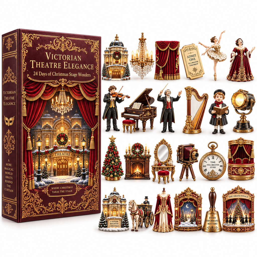 Victorian Theatre Elegance 2026 – 24 Days of Christmas Stage Wonders Collectible Countdown Calendar, 24 Unique Victorian Theatre Miniatures for Theatre Lovers