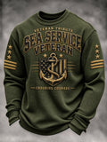 Men's Veteran-Print Casual Sweatshirt