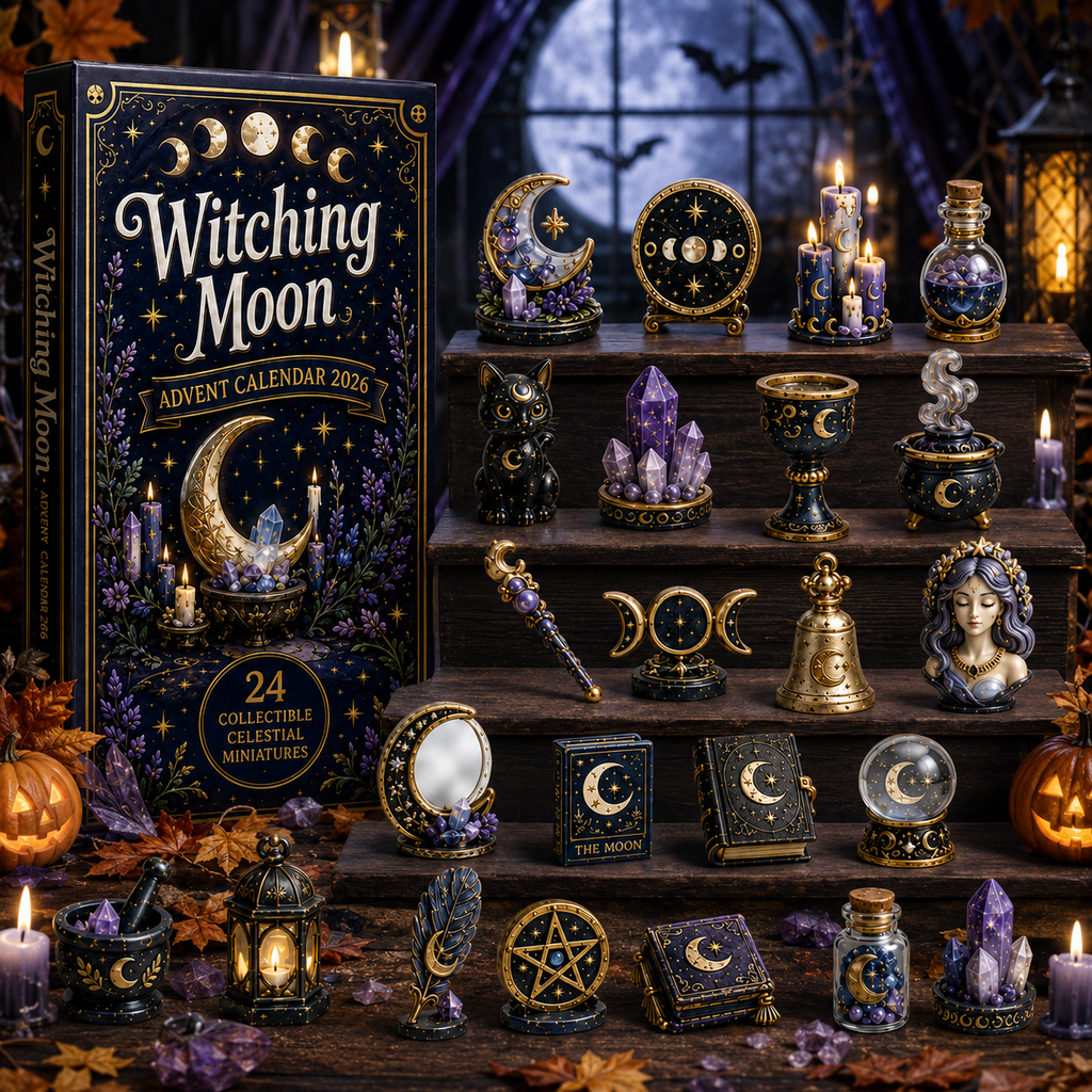 Witching Moon Advent Calendar 2026 – 24 Days of Celestial Miniatures, Mystical Moon Collectibles & Magical Gifts for Witchy Decor Lovers
