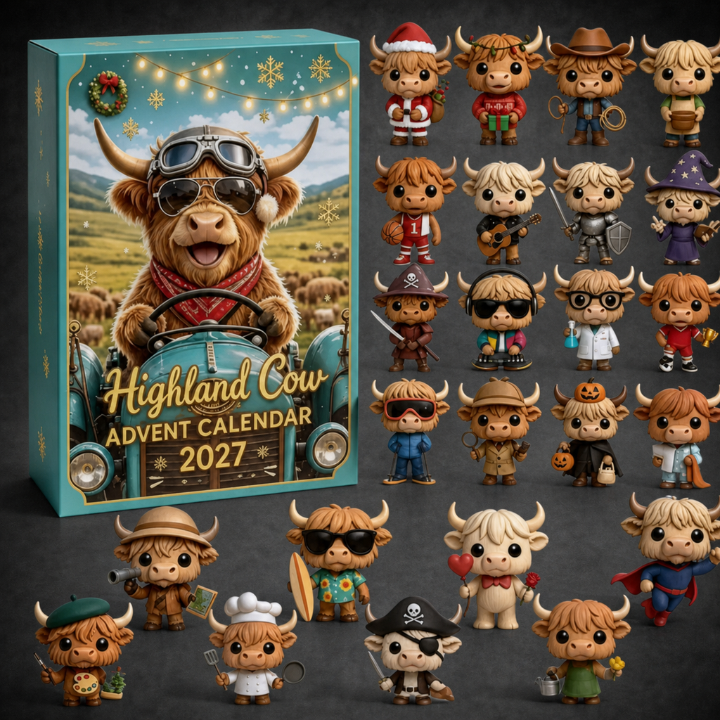 2027 Highland Cow Advent Calendar - 24-Day Countdown with Collectible Figurines