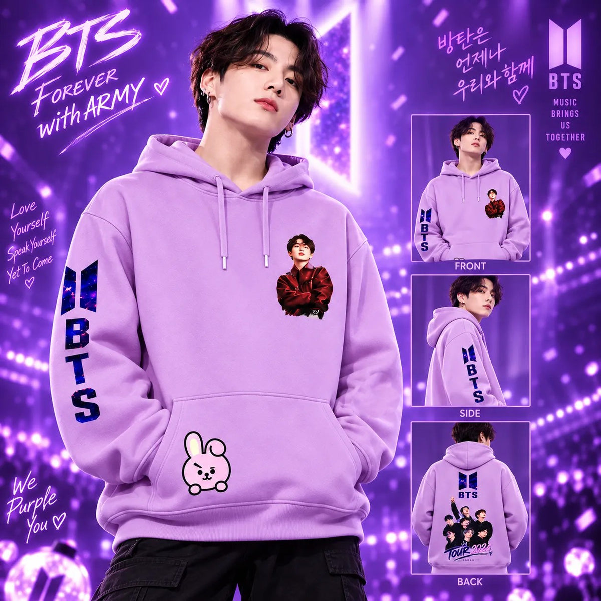 BTS-Inspired Purple Graphic Pullover Hoodie 💜