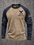 Men's Navy Veteran Print Casual Top