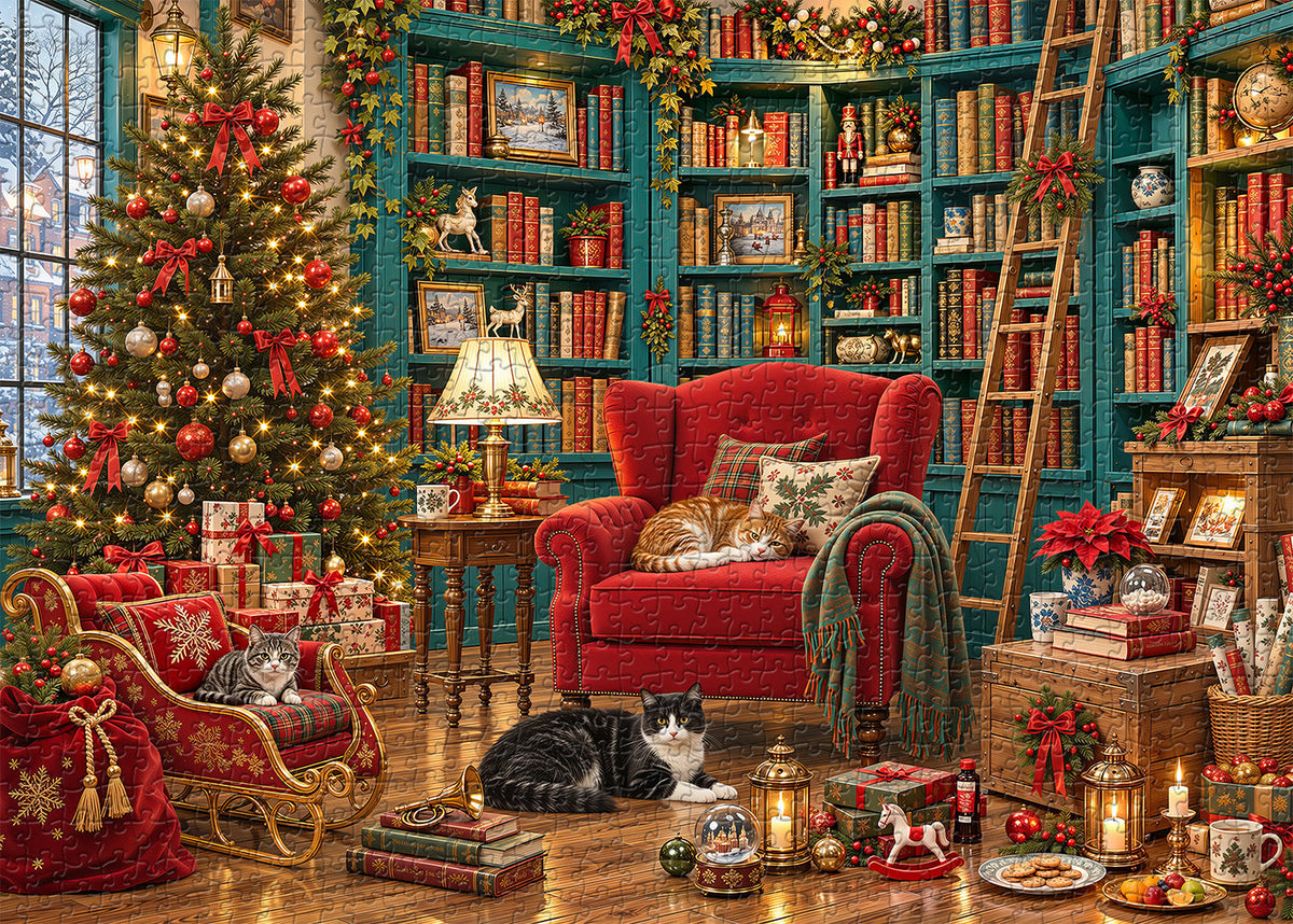Christmas Library Jigsaw Puzzle 1000 Piece