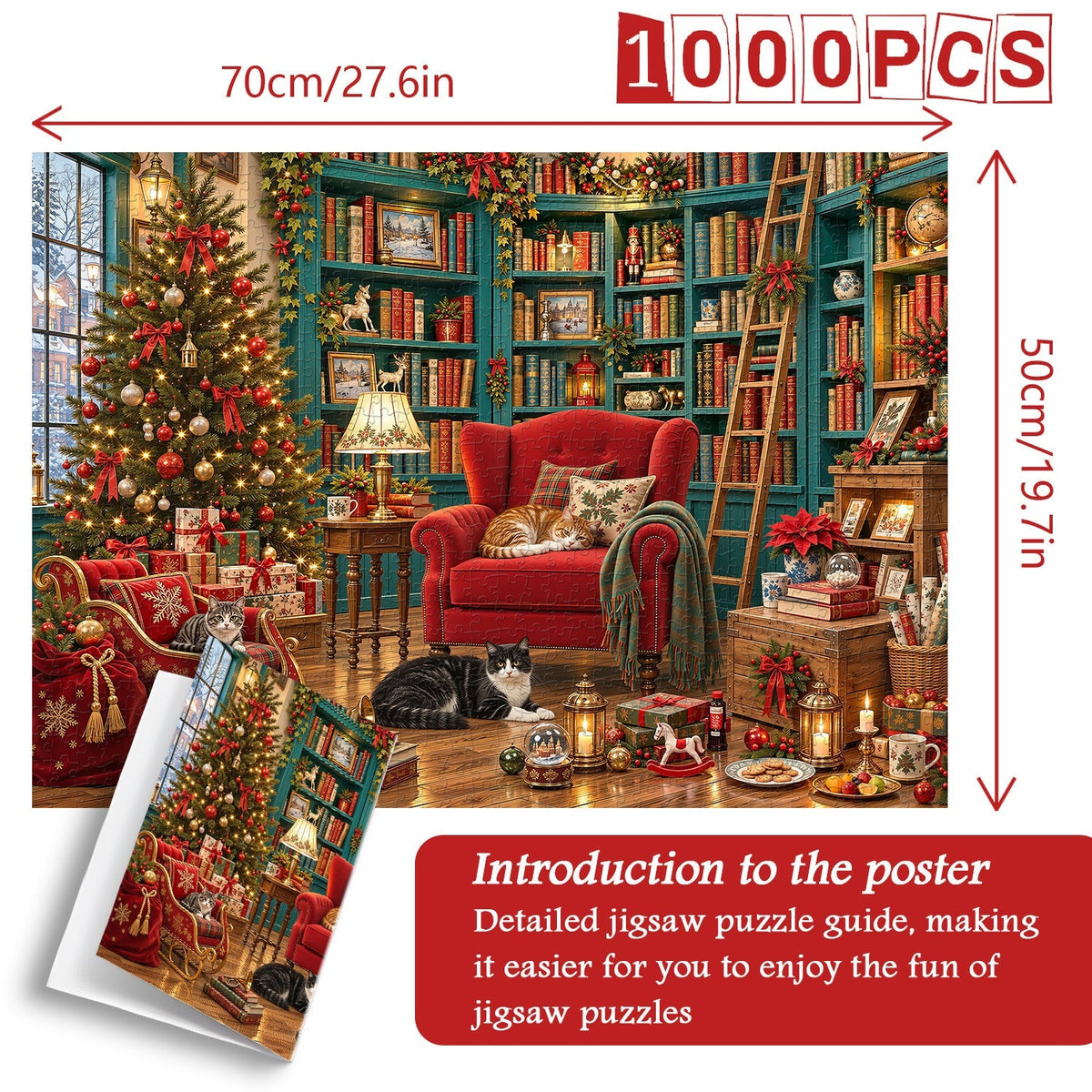 Christmas Library Jigsaw Puzzle 1000 Piece