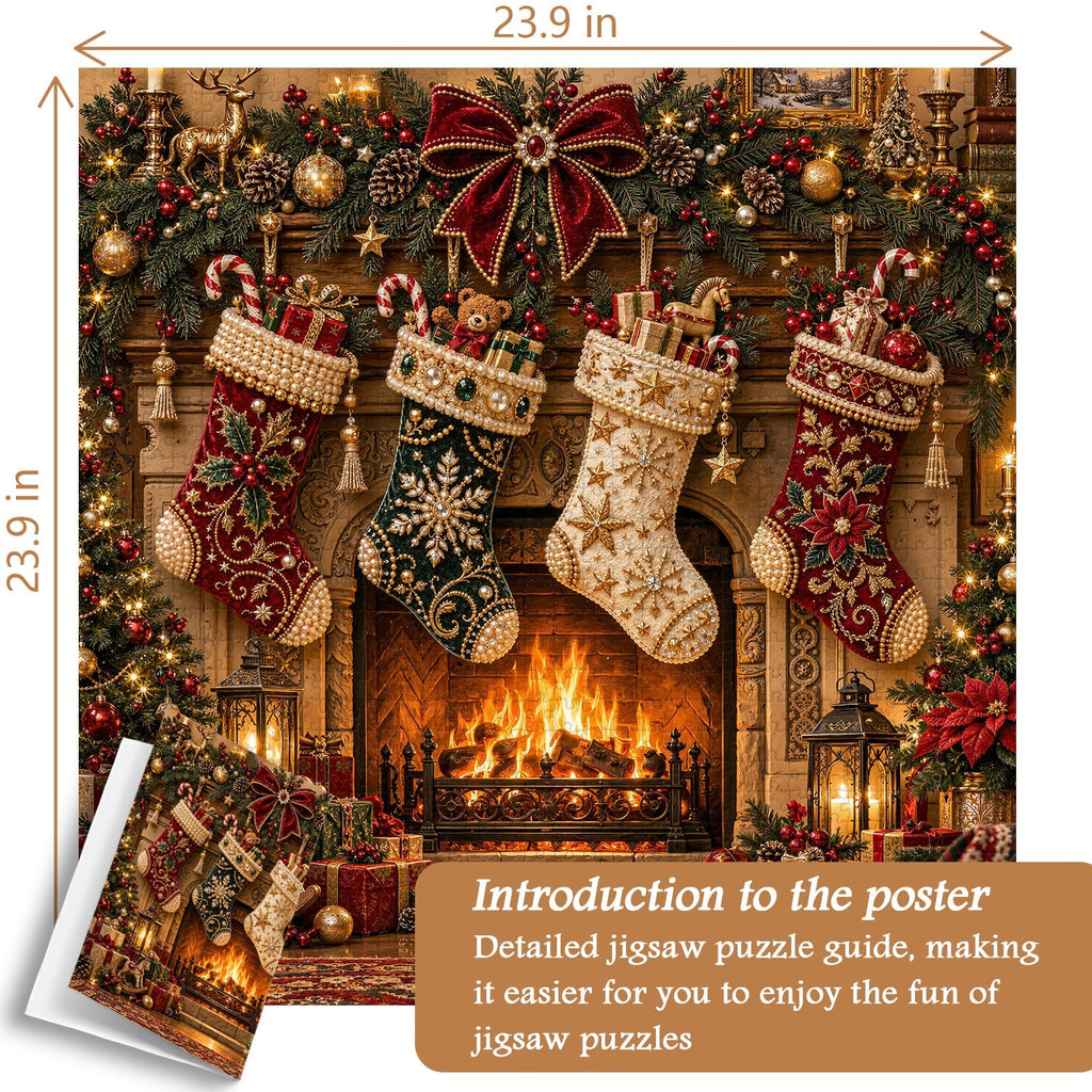 Warm Christmas Fireplace Jigsaw Puzzle 1000 Pieces