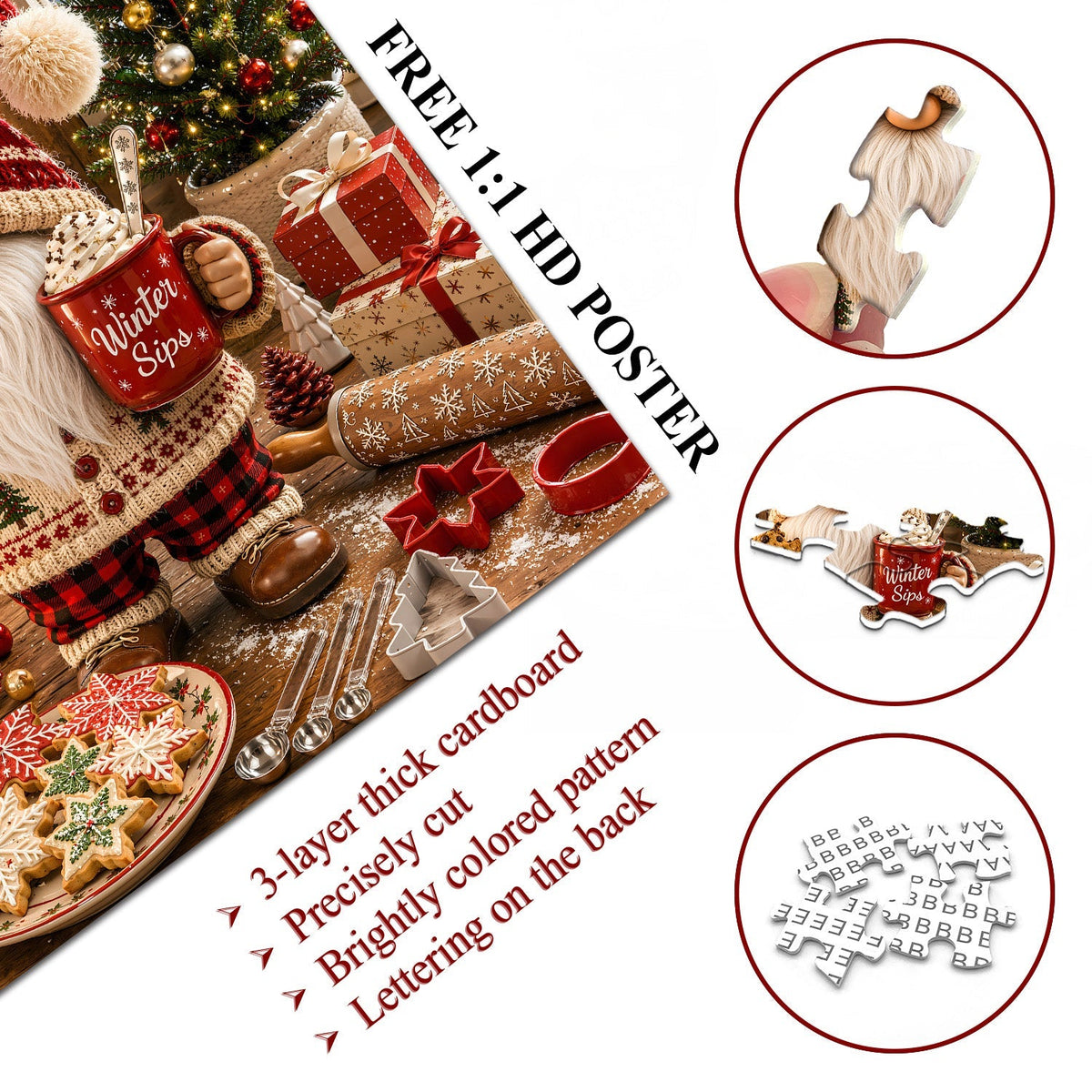 Christmas Gnome Bakery Jigsaw Puzzle 1000 Pieces