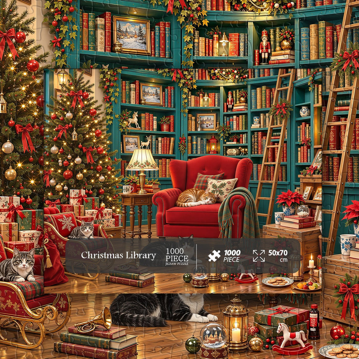 Christmas Library Jigsaw Puzzle 1000 Piece