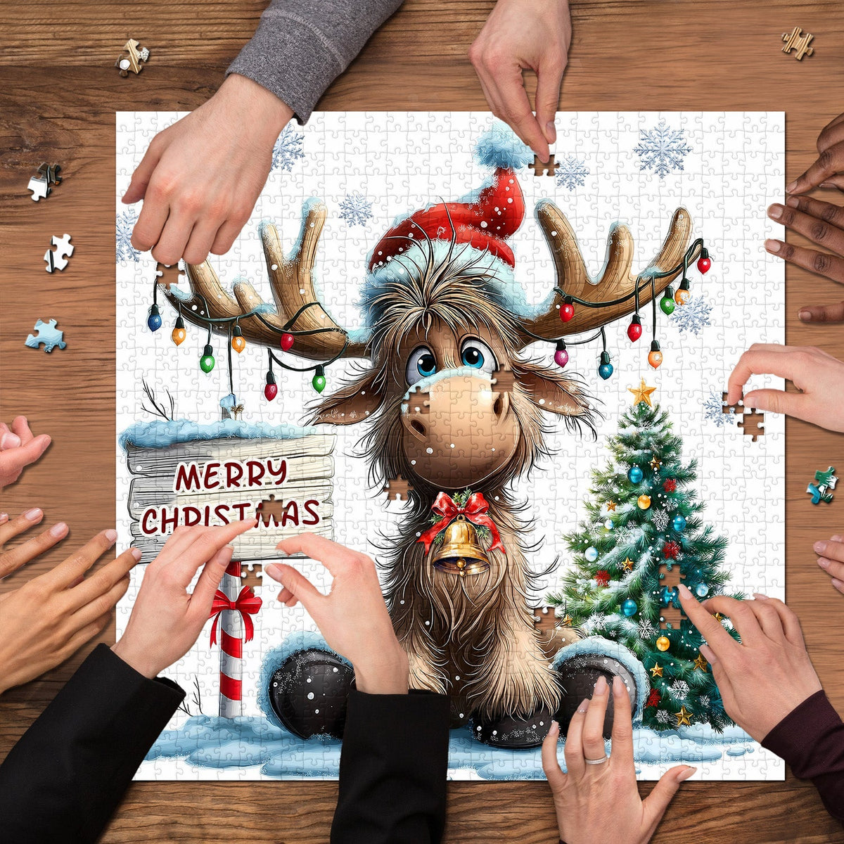 Elk Christmas Celebration Jigsaw Puzzles 1000 Pieces