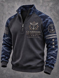 Men's Navy Veteran Print Casual Sweatshirt