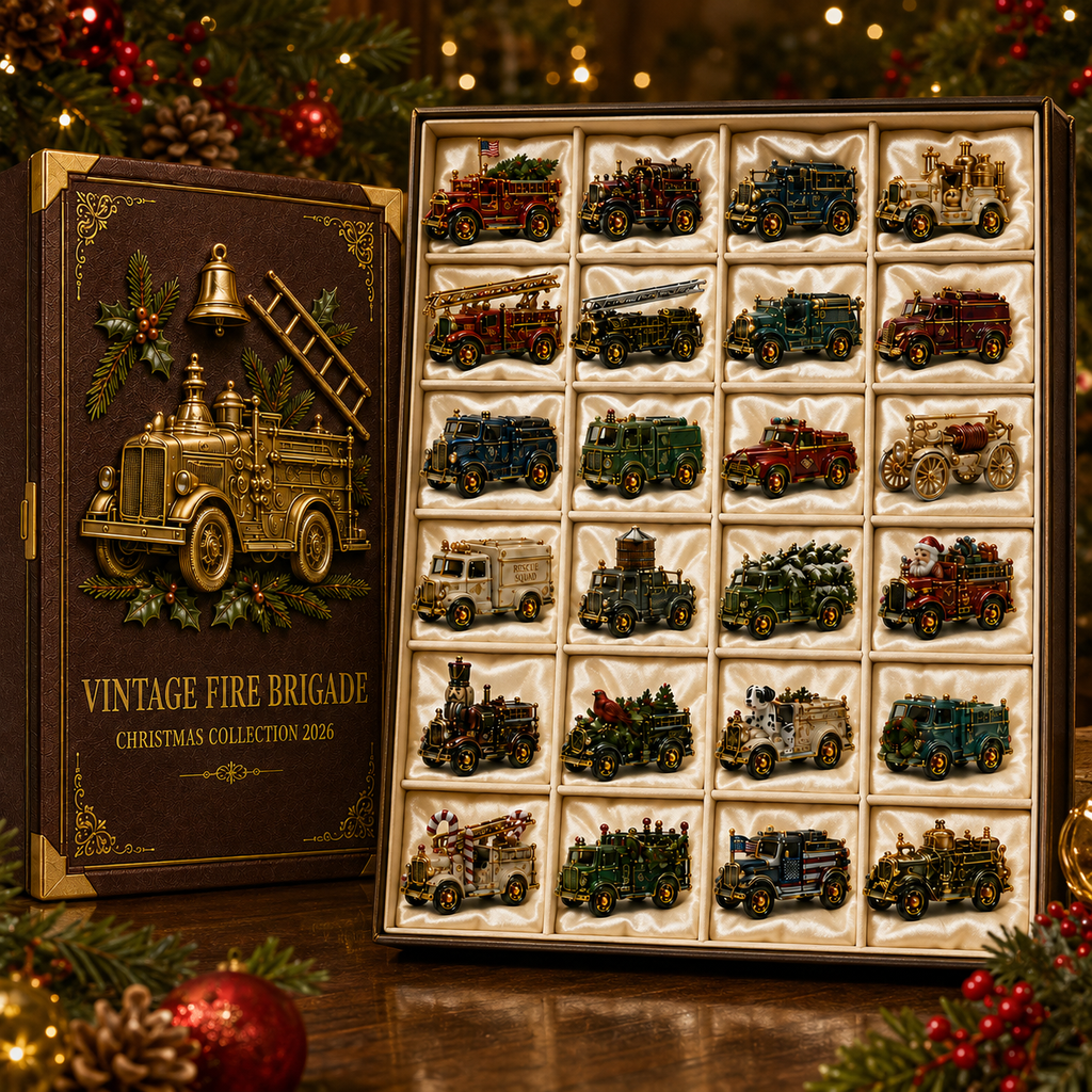 Vintage Fire Truck 24-Day Advent Calendar – Collectible Miniature Christmas Countdown Gift