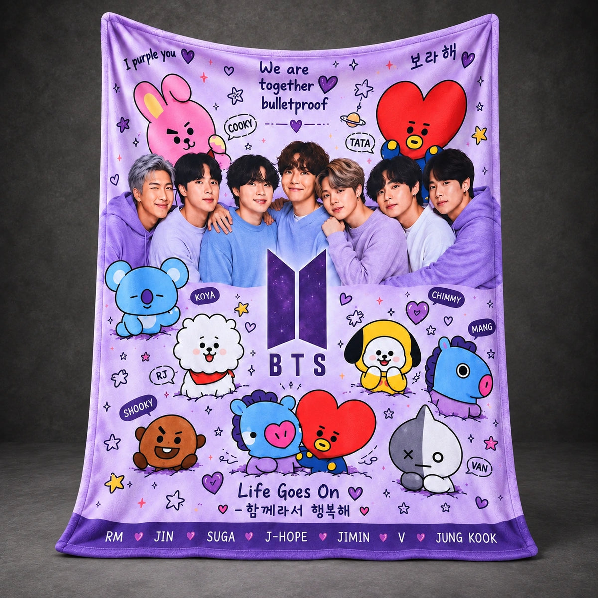 BTS Purple Together Cozy Fleece Blanket – ARMY Gift