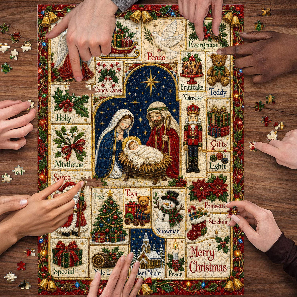 Vintage Christmas Patchwork Jigsaw Puzzle 1000 Pieces