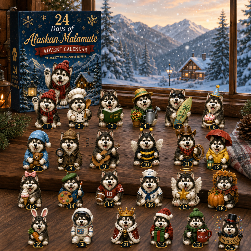 Alaskan Malamute Advent Calendar 2026 – 24 Days of Adorable Collectible Malamute Figurines