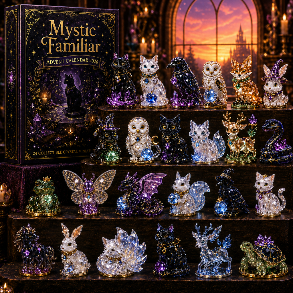 Mystic Familiar 24-Day Countdown Calendar 2026 – 24 Collectible Crystal Animal & Magical Creature Miniatures