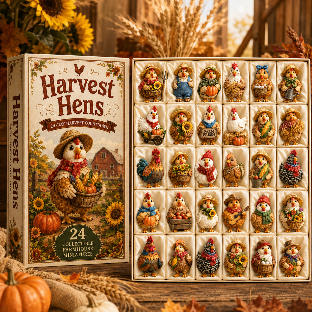 Harvest Hens Advent Calendar 2026 – 24 Days of Farmhouse Chicken Collectibles, Autumn Harvest Surprises & Gifts for Chicken Lovers