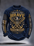 Men's Navy Veteran Print Casual Top