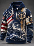 Men's Retro US Navy Art Printed Hoodie