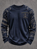 Men's Navy Veteran Print Casual Top