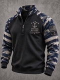 Men's Navy Veteran Print Casual Sweatshirt