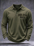 Men's Veteran Pride Dd-214 Printed Waffle Polo Shirt