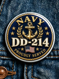 Unisex Vintage Navy Veteran Art Printed  Badge