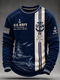 Men's Casua US Navy Art Printed Long-Sleeve Sweatshirt