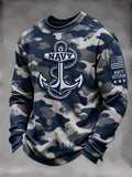 Men's U.S. Veteran Print Waffle Long Sleeve T-Shirt