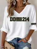 Women's Veteran Pride Dd-214 Printed Casual Printed Waffle Top