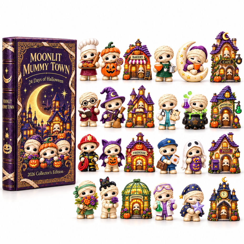 2026 Moonlit Mummy Town Halloween Advent Calendar – 24 Adorable Mummy & Village Collectibles in a Deluxe Gift Box