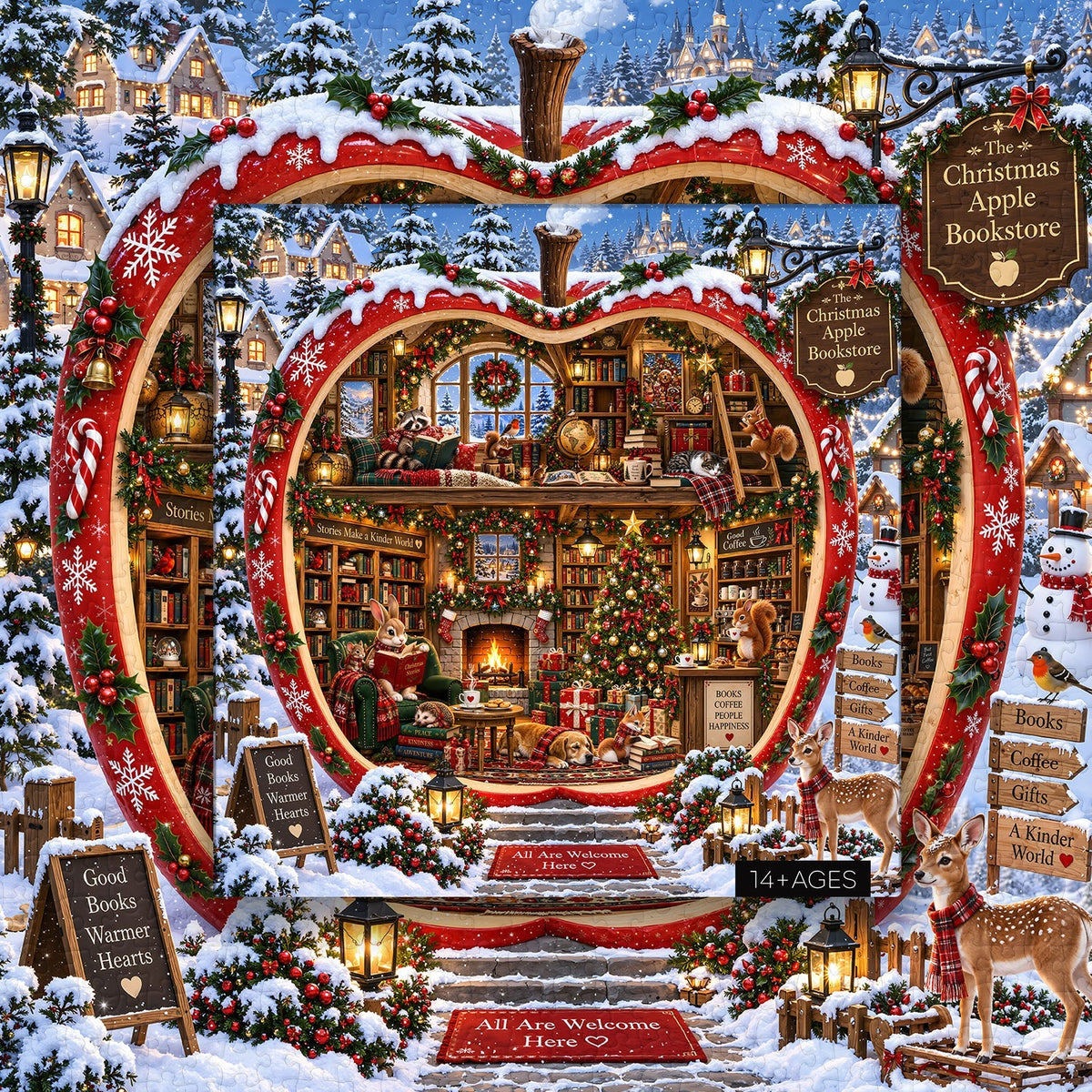 Christmas Apple Bookstore Jigsaw Puzzle 1000 Pieces