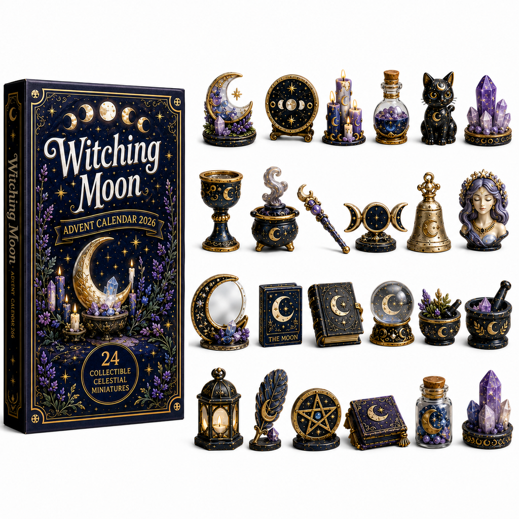 Witching Moon Advent Calendar 2026 – 24 Days of Celestial Miniatures, Mystical Moon Collectibles & Magical Gifts for Witchy Decor Lovers