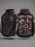 Men's Retro DD-214 Alumni Veteran USA Flag Camouflage Print Casual Hoodie