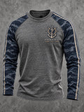 Men's Navy Veteran Print Casual Top