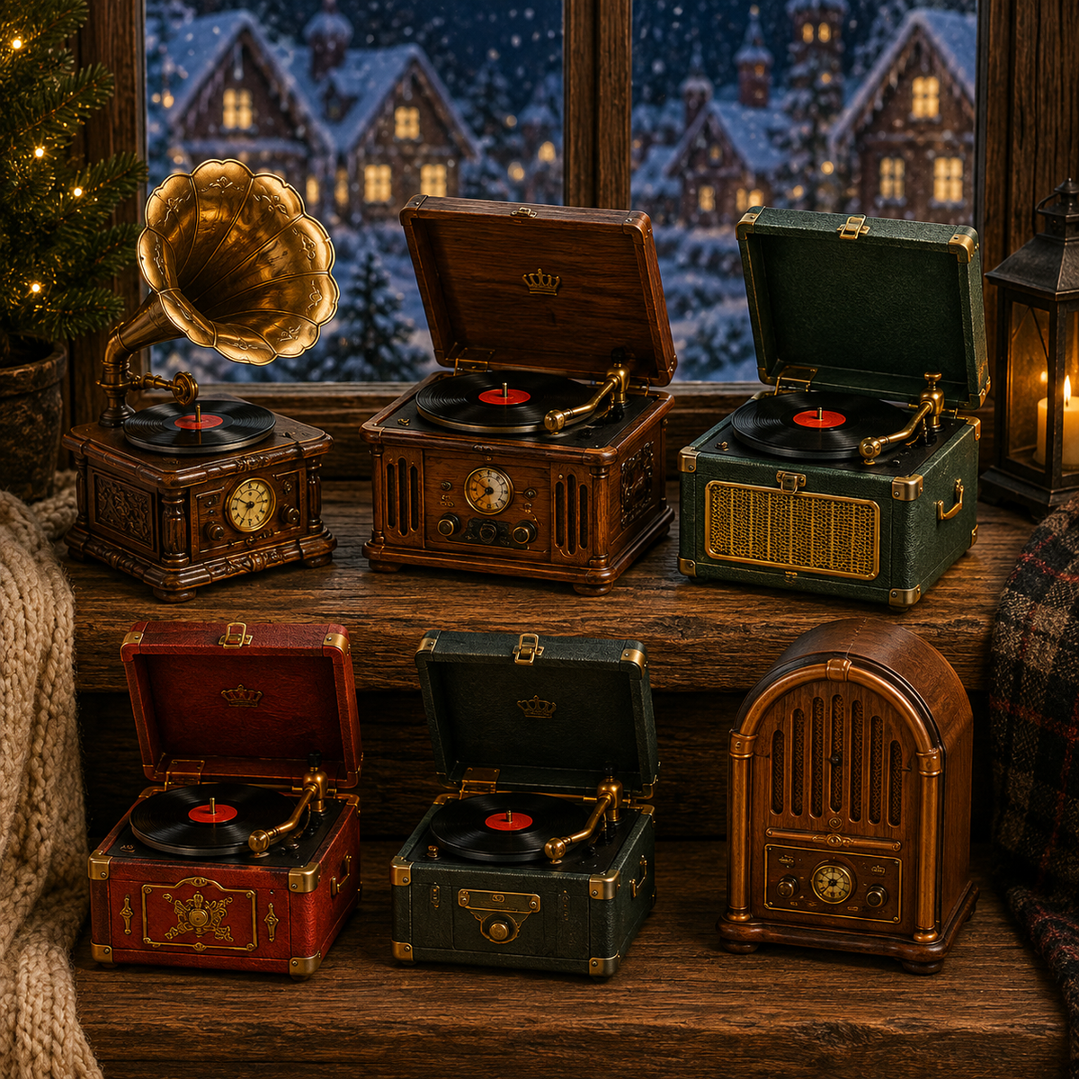 Vintage Phonograph Christmas Advent Calendar 2026 – 24 Days of Timeless Music Collectible Miniatures, Retro Record Player Countdown Gift for Music Lovers