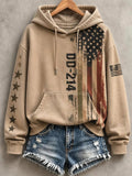 Women's Casual Veteran-Print Hoodie