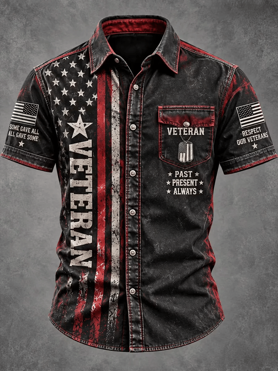 Men's Veterans Day Print Short-Sleeve Shirt