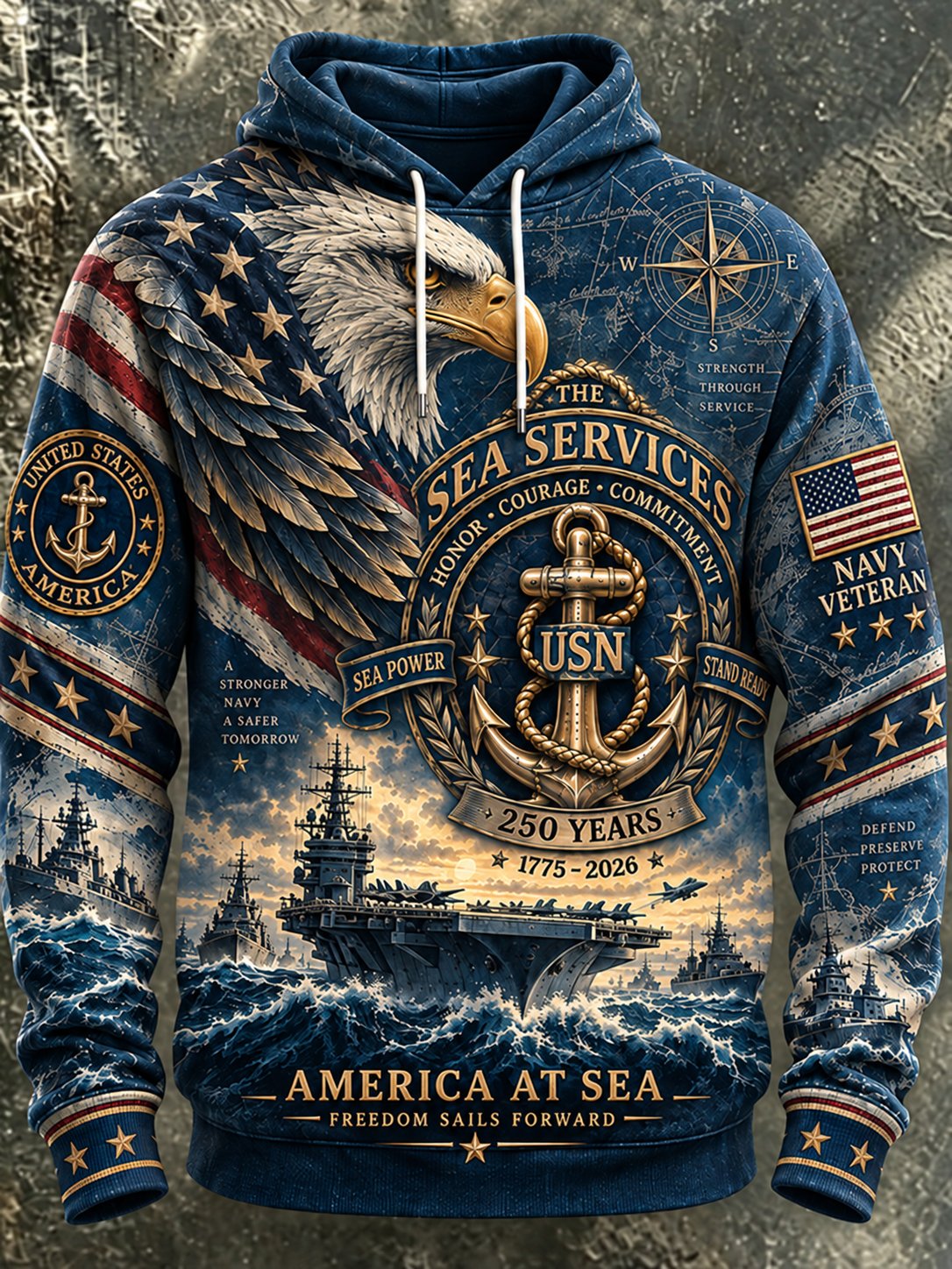 Men's US Navy Printed Hoodie