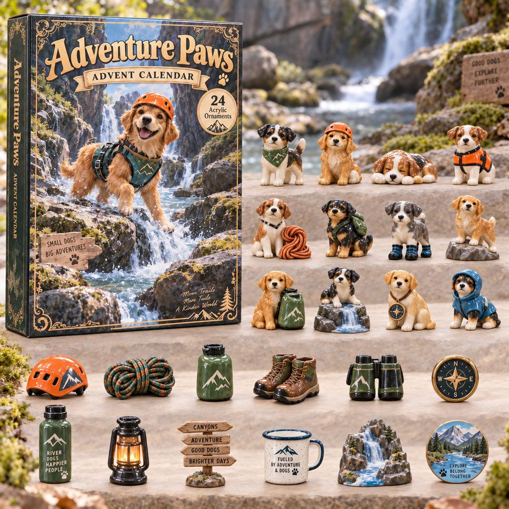 CHRISTMAS KICKOFF 40% OFF - Adventure Paws Advent Calendar 2026 - 24-Day Festive Countdown, Acrylic Charms Blind Box - Gift For Canyoning Lovers AC0TH389