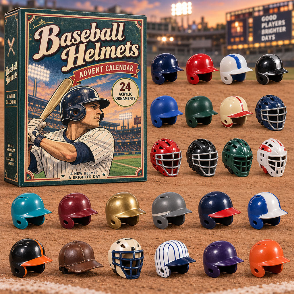 CHRISTMAS KICKOFF 40% OFF - Baseball Helmets Advent Calendar 2026 - 24-Day Festive Countdown, Acrylic Charms Blind Box - Gift For Baseball Lovers AC0NT513