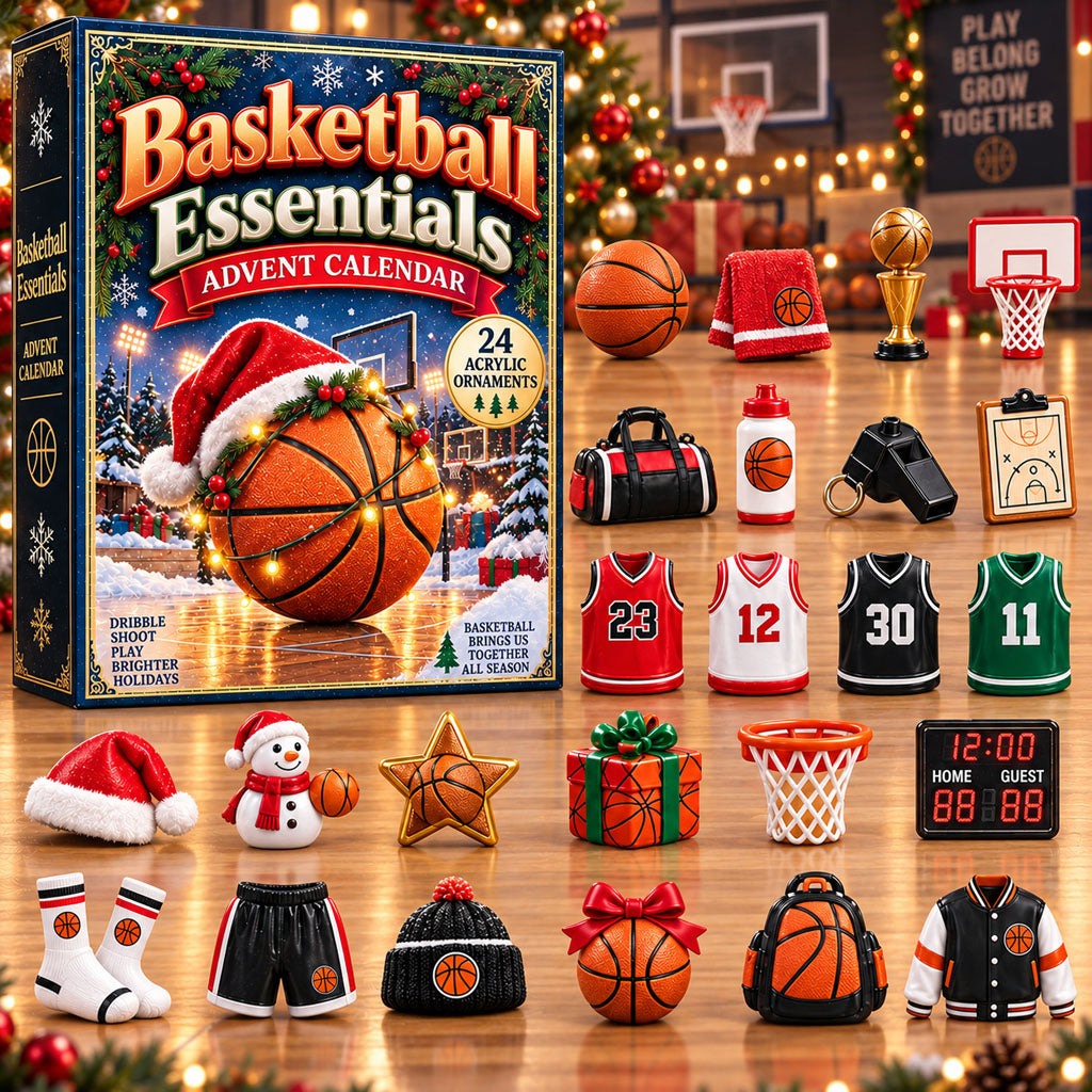 CHRISTMAS KICKOFF 40% OFF - Basketball Essentials Advent Calendar 2026 - 24-Day Festive Countdown, Acrylic Charms Blind Box - Gift For Basketball Lovers AC0NT497