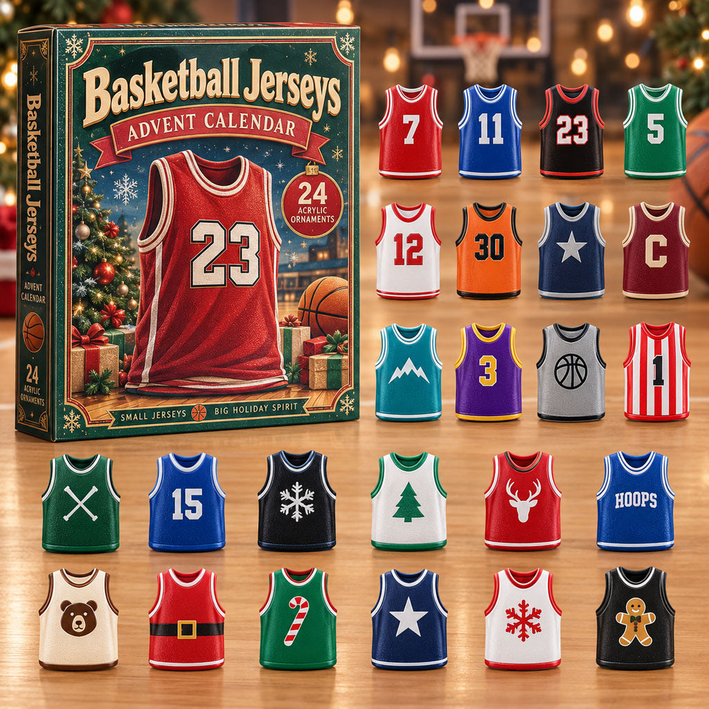 CHRISTMAS KICKOFF 40% OFF - Basketball Jerseys Advent Calendar 2026 - 24-Day Festive Countdown, Acrylic Charms Blind Box - Gift For Basketball Lovers AC0NT496