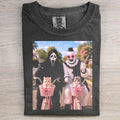 Horror Villains Riding Bicycle With Cats Tee