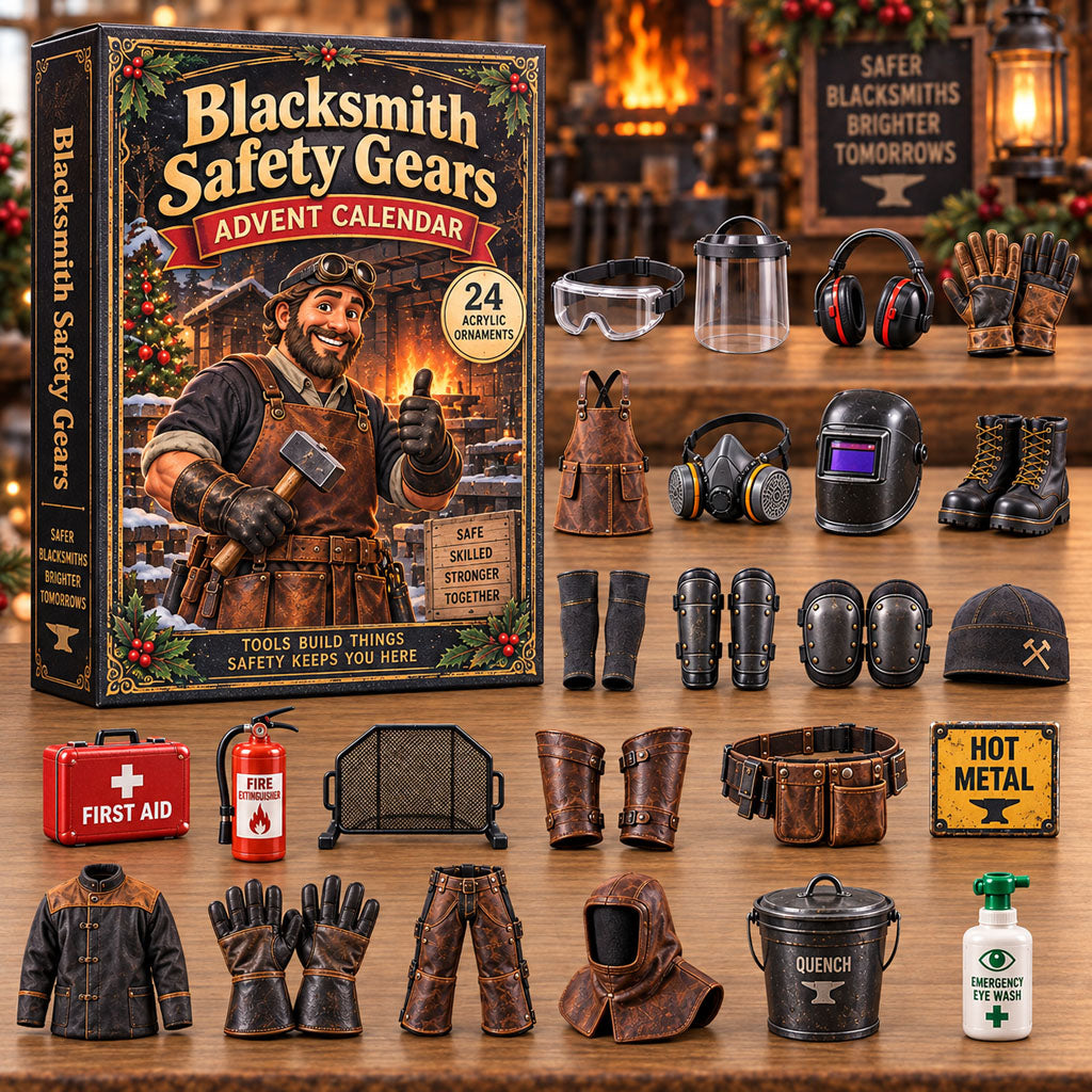 CHRISTMAS KICKOFF 40% OFF - Blacksmith Safety Gears Advent Calendar 2026 - 24-Day Festive Countdown, Acrylic Charms Blind Box - Gift For Blacksmiths AC0NT460