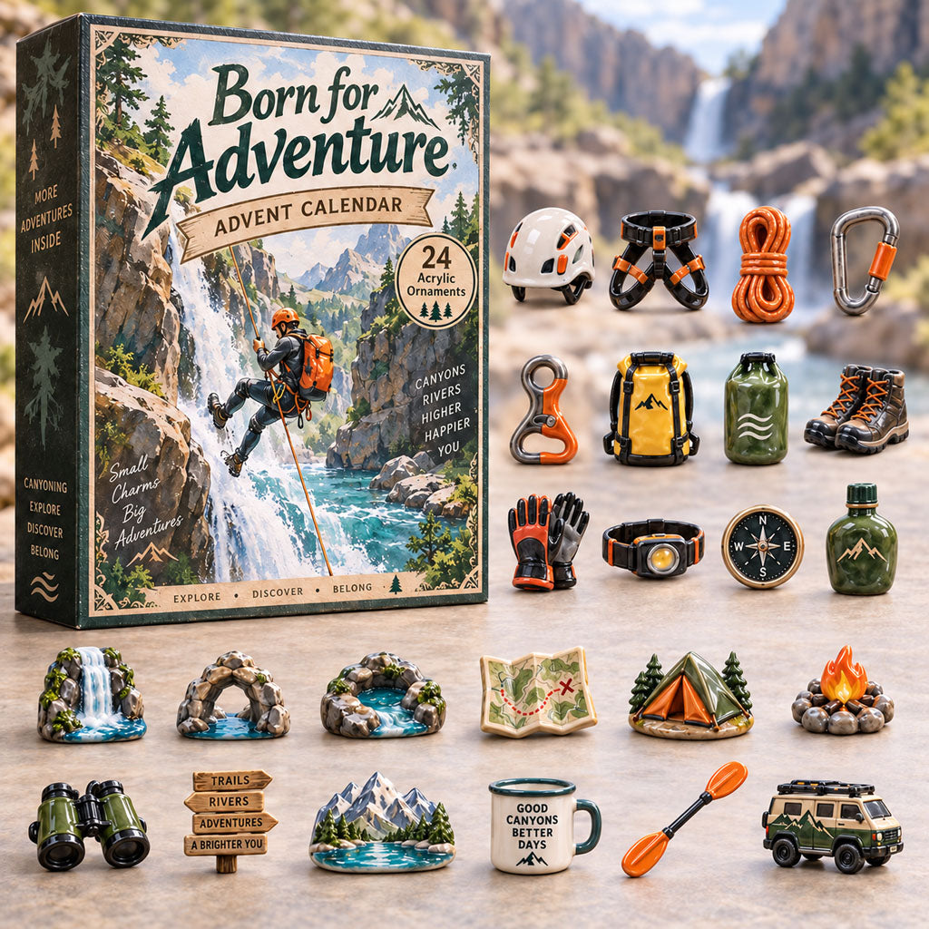 CHRISTMAS KICKOFF 40% OFF - Born for Adventure Advent Calendar 2026 - 24-Day Festive Countdown, Acrylic Charms Blind Box - Gift For Canyoning Lovers AC0TH390
