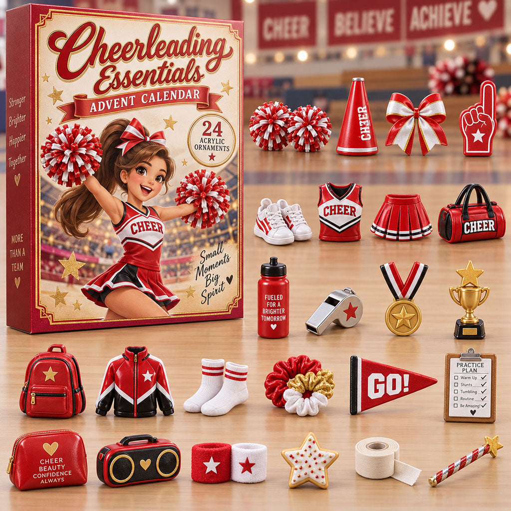 CHRISTMAS KICKOFF 40% OFF - Cheerleading Essentials Advent Calendar 2026 - 24-Day Festive Countdown, Acrylic Charms Blind Box - Gift For Cheerleading Lovers AC0NT411