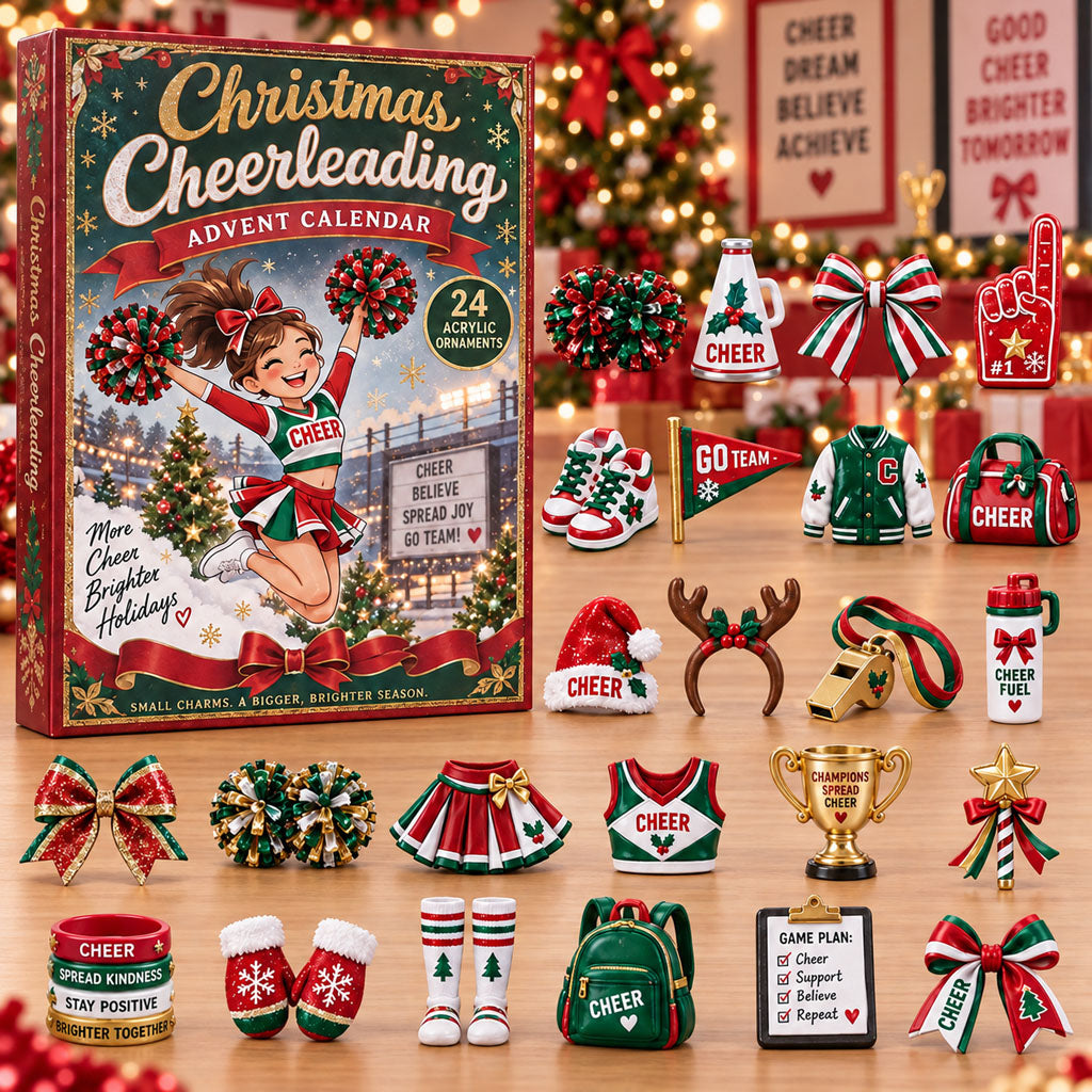 CHRISTMAS KICKOFF 40% OFF - Christmas Cheerleading Advent Calendar 2026 - 24-Day Festive Countdown, Acrylic Charms Blind Box - Gift For Cheerleading Lovers AC0NT414
