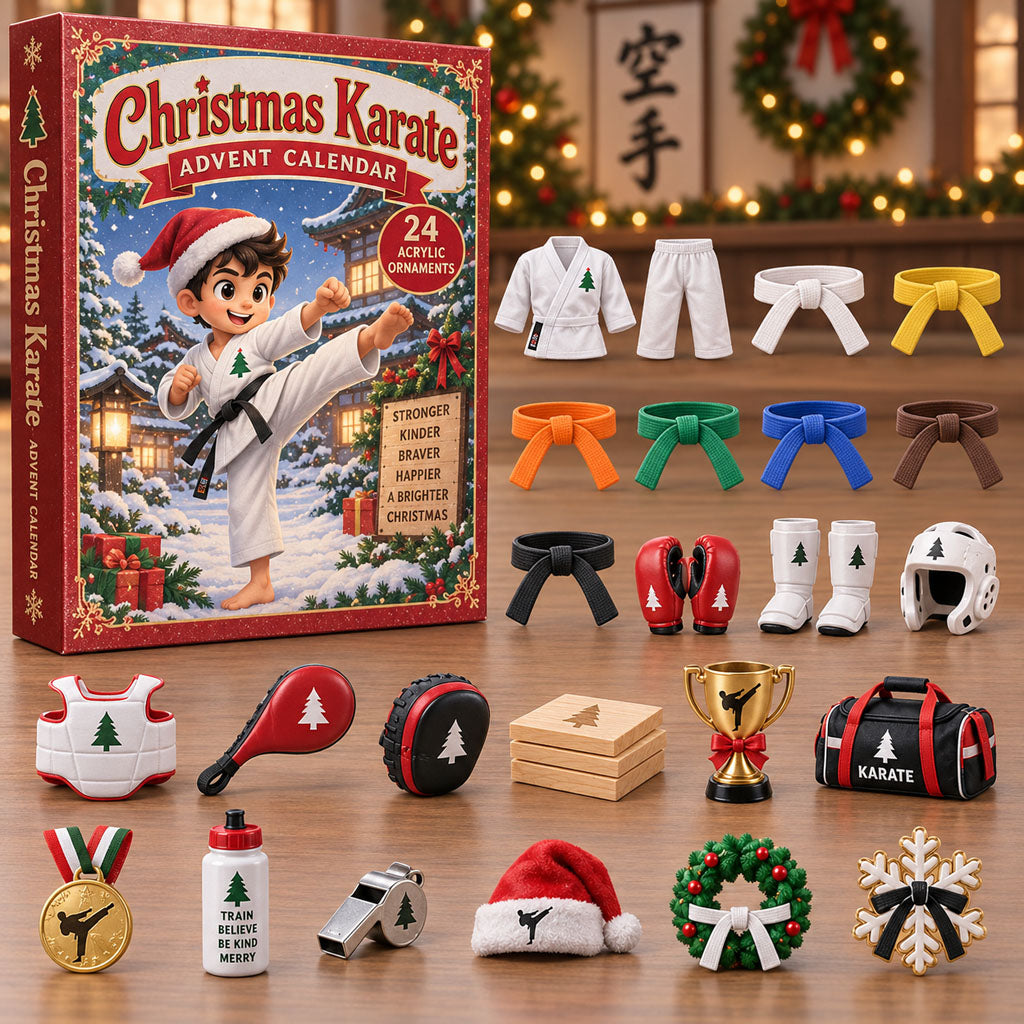 CHRISTMAS KICKOFF 40% OFF - Christmas Karate Advent Calendar 2026 - 24-Day Festive Countdown, Acrylic Charms Blind Box - Gift For Karate Lovers AC0NT426
