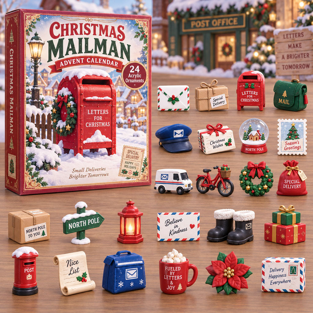 CHRISTMAS KICKOFF 40% OFF - Christmas Mailman Advent Calendar 2026 - 24-Day Festive Countdown, Acrylic Charms Blind Box - Gift For Mailman, Mail Lovers AC0TM465